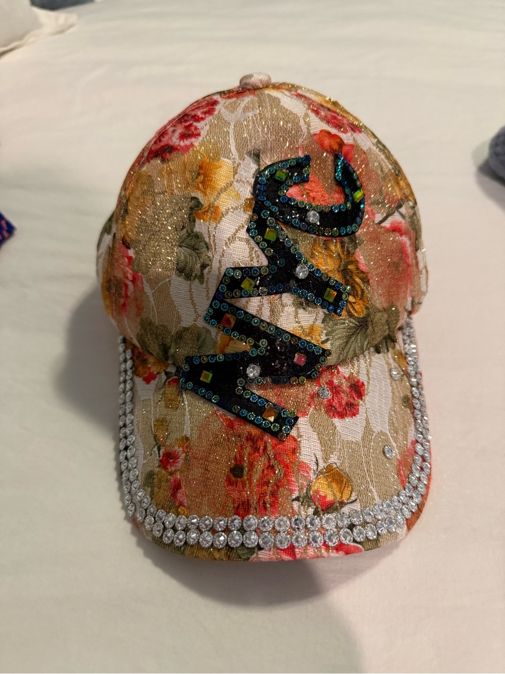 NYC Embellished Floral Sequin Baseball Cap - Multicolor
